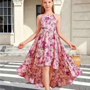 SHEIN Pink High-Low Halter Sundress for Wedding Guest